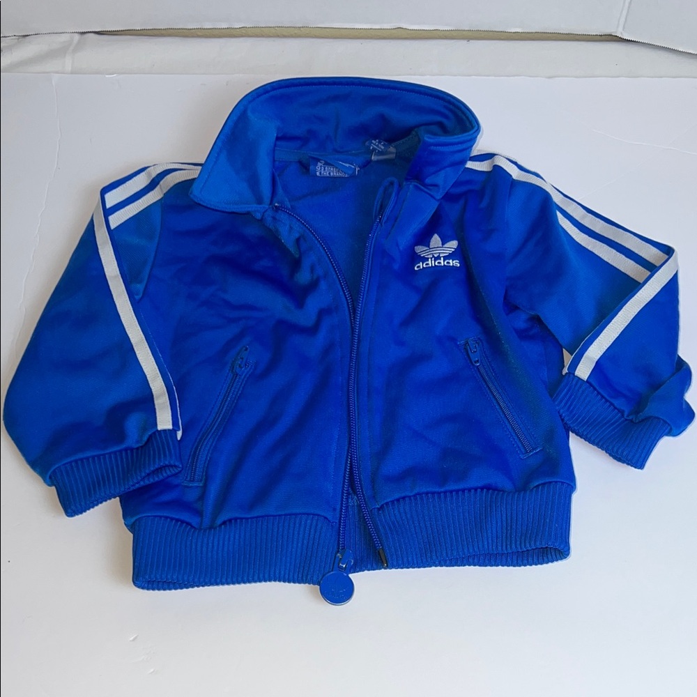 adidas Royal Blue Kids Track Jacket with White Stripes Size 12 mos
